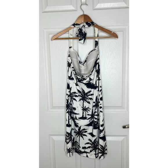 Tommy Bahama Black and White Palm Tree Print Halter Top Swim Beach Dress Size XS - Picture 5 of 7